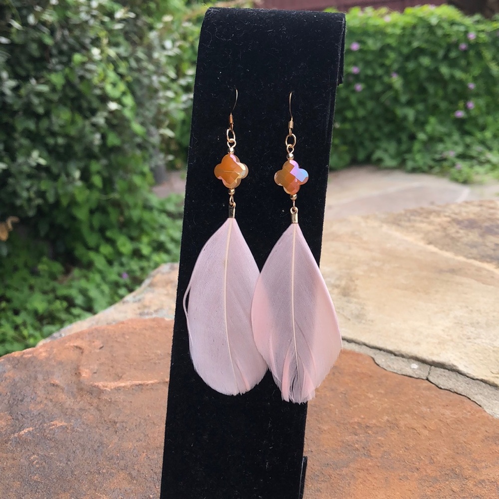 Pink Feather Earrings
